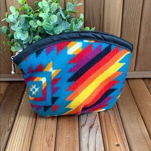 Southwestern Wool Pouch Bag Pendleton Style Boho Tribal Cosmetic Bag